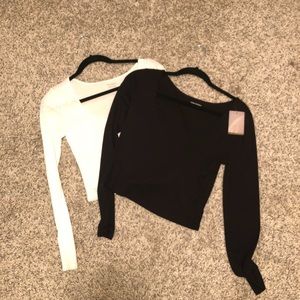 Pair of Long Sleeve Crop Tops